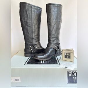 FRYE Boots PHILLIP HARNESS TALL BLACK EXTENDED 8.5 M